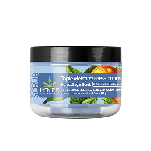 HEMPZ Скраб сахарный для тела Тройное Увлажнение Triple Moisture Fresh Citrus Herbal Sugar Scrub 1760 1990₽