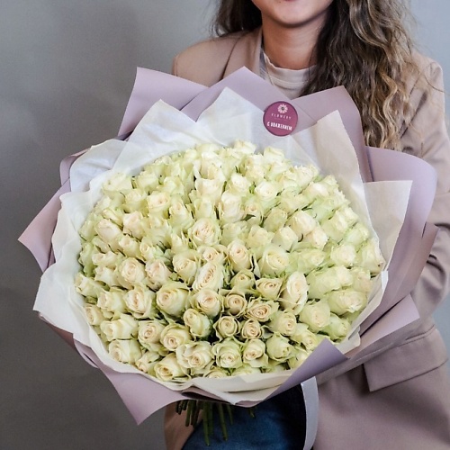 

FLOWERY Роза Кения 40 см белые (Standart) 101 шт, Роза Кения 40 см белые (Standart) 101 шт
