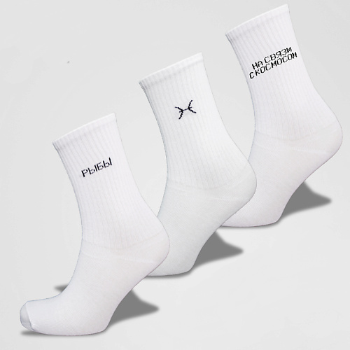 

MONCHINI Носки женские белые в рубчик, рыбы, Носки женские белые в рубчик, рыбы