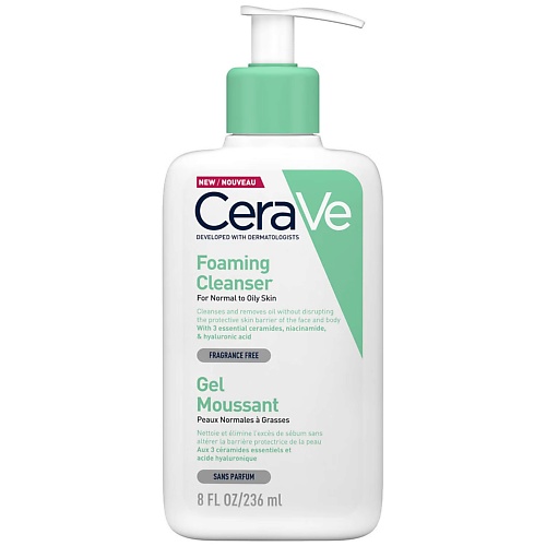 

CERAVE Гель для умывания без парфюмерной отдушки, для нормальной и жирной кожи 236.0, Гель для умывания без парфюмерной отдушки, для нормальной и жирной кожи