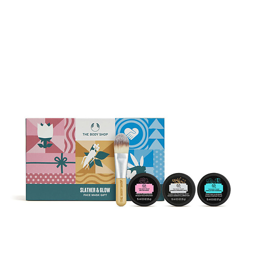 

THE BODY SHOP Набор масок Slather & Glow + Косметическая кисть для нанесения, Набор масок Slather & Glow + Косметическая кисть для нанесения