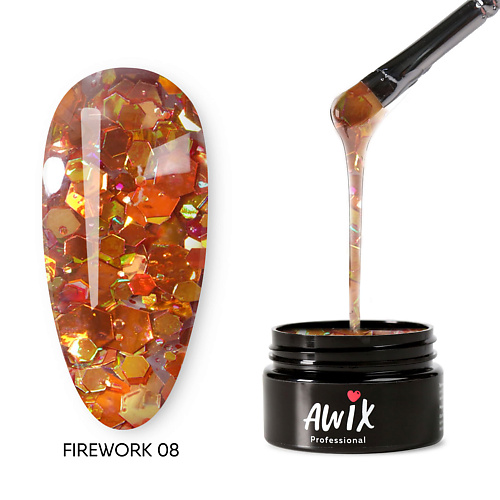 

AWIX Гель лак для дизайна ногтей с шестигранниками Firework, Гель лак для дизайна ногтей с шестигранниками Firework