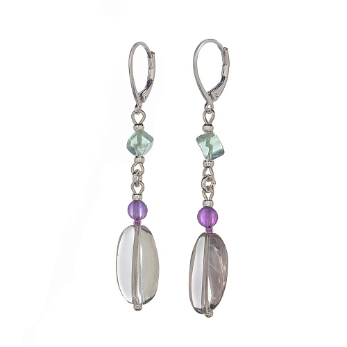 

LANZEROTTI Серьги Ispirazione, аметист, флюорит, Серьги Ispirazione, аметист, флюорит