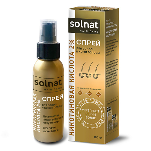 

SOLNAT Никотиновая кислота 2% спрей для волос, Никотиновая кислота 2% спрей для волос