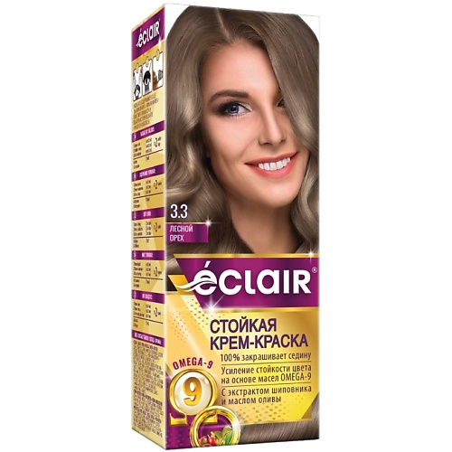 ECLAIR Стойкая крем-краска  для волос с маслами OMEGA 9