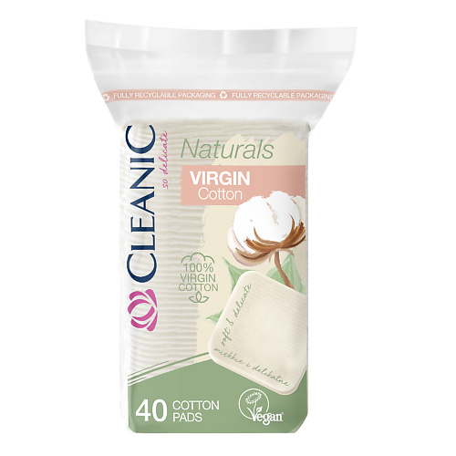 CLEANIC Naturals Virgin Cotton Ватные диски гигиенические квадрат 400 130₽