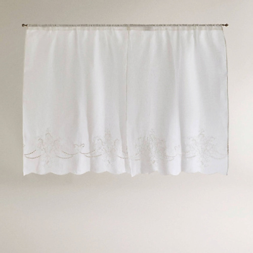 

ZARA HOME Полупрозрачная льняная занавеска с вышивкой (2 шт.) 60 x 90, Полупрозрачная льняная занавеска с вышивкой (2 шт.) 60 x 90