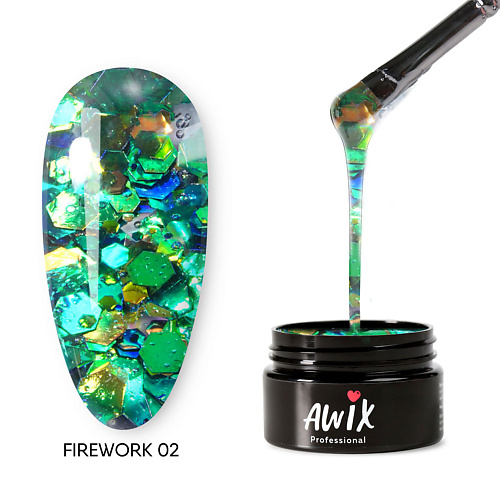

AWIX Гель лак для дизайна ногтей с шестигранниками Firework, Гель лак для дизайна ногтей с шестигранниками Firework