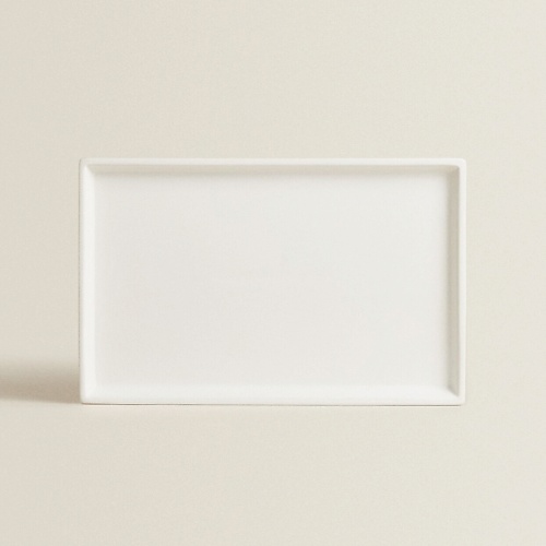 

ZARA HOME Прямоугольный поднос из блестящей белой керамики для ванной 1.0, Прямоугольный поднос из блестящей белой керамики для ванной