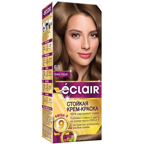 ECLAIR Стойкая крем-краска  для волос с маслами OMEGA 9