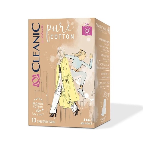 

CLEANIC Pure Cotton Гигиенические прокладки день 10.0, Pure Cotton Гигиенические прокладки день