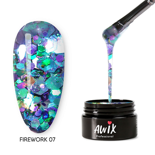 

AWIX Гель лак для дизайна ногтей с шестигранниками Firework, Гель лак для дизайна ногтей с шестигранниками Firework