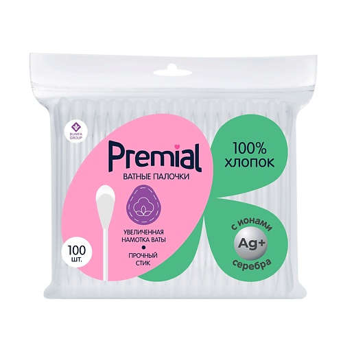 

PREMIAL Classic Палочки ватные в пакете 100.0, Classic Палочки ватные в пакете