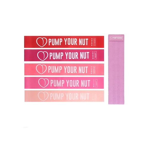 

PUMP YOUR NUT Набор из 5 фитнес резинок и тканевой фитнес ленты, Набор из 5 фитнес резинок и тканевой фитнес ленты