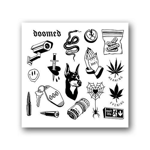 Тату TATTS Переводная тату Stuff 10*10см