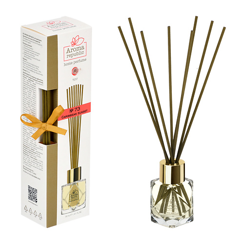 

AROMA REPUBLIC Ароматический диффузор в стеклянном флаконе,"№73 Caribbean sunset" 30, Ароматический диффузор в стеклянном флаконе,"№73 Caribbean sunset"