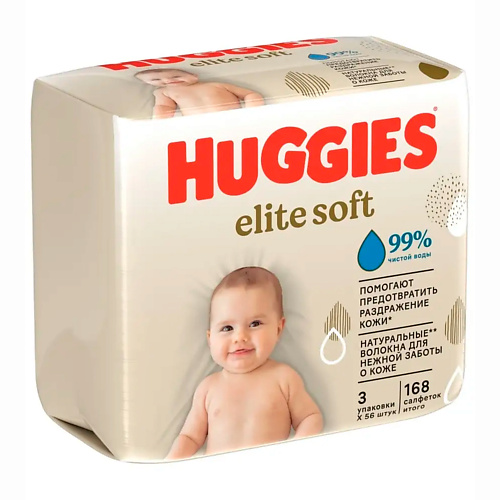 

HUGGIES Влажные салфетки Elite Soft для новорожденных 168.0, Влажные салфетки Elite Soft для новорожденных