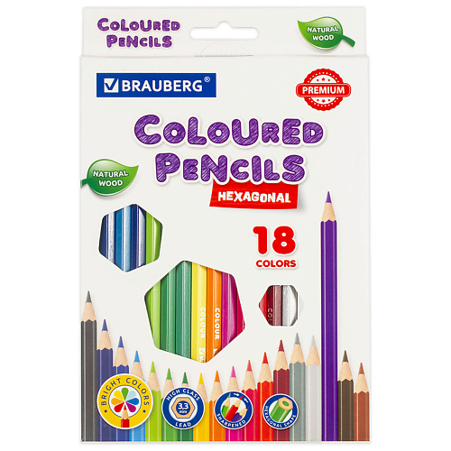 

BRAUBERG Карандаши цветные PREMIUM, Карандаши цветные PREMIUM