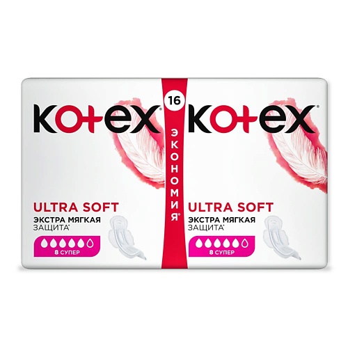   Лэтуаль KOTEX Прокладки гигиенические Ультра Софт Супер 16.0