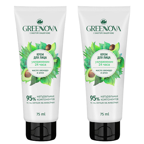 GREENNOVA Крем для лица увлажнение 24 часа Алоэ и масло авокадо 150.0