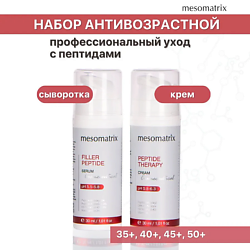 Антивозрастной набор для ухода за лицом с пептидами (сыворотка и крем)