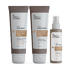 Набор для всех типов волос: Шампунь, Маска-бальзам и Спрей-термозащита