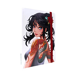 Блокнот Девушка с татуировкой дракона, формат А5, 72 листа в точку