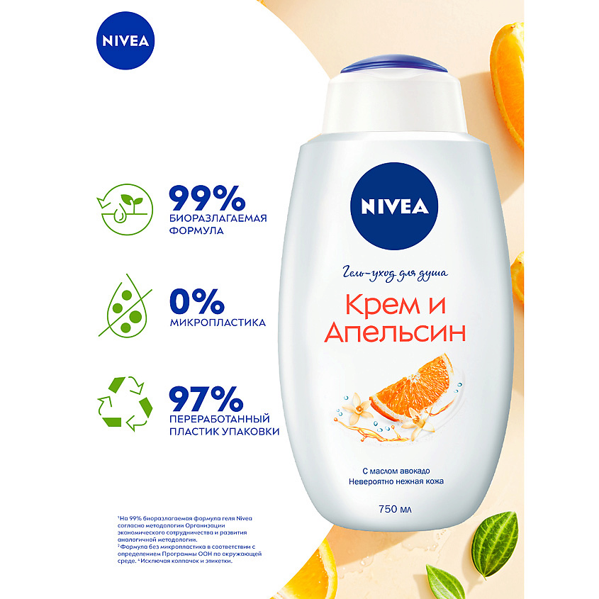 NIVEA Гель-уход для душа "Крем апельсин" – фото 7