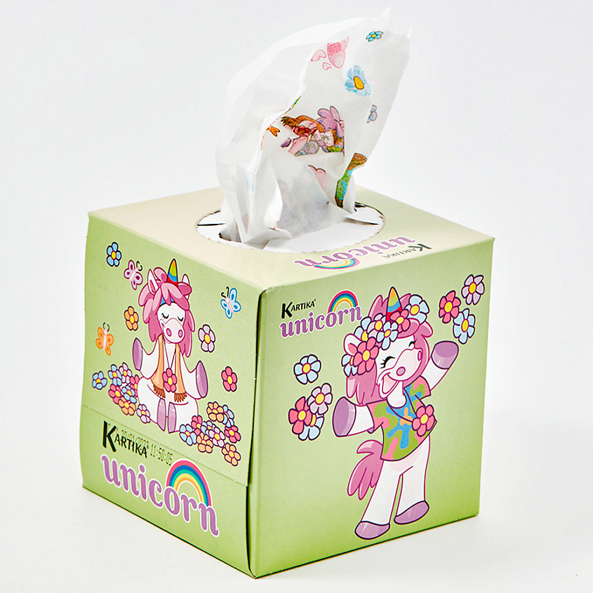 Изображение товара KARTIKA Салфетки бумажные с рисунком "Единорог ХИППИ" 3 слоя, 56 шт.