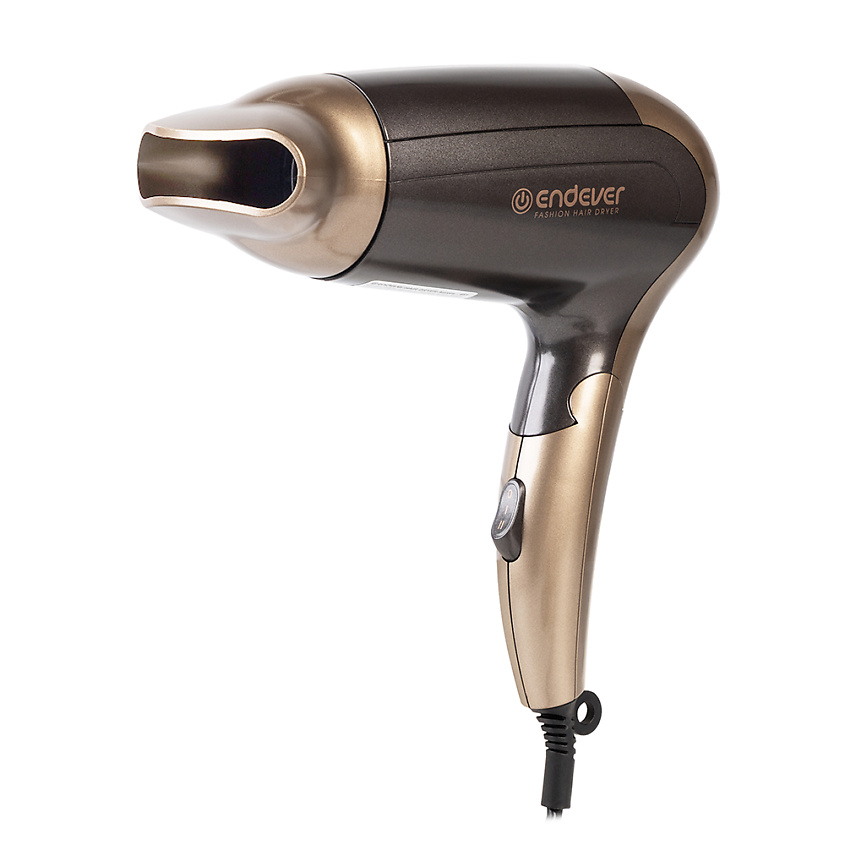Изображение товара Фен для волос Endever Aurora-451 с складной ручкой 2000 Вт, черный и золотой