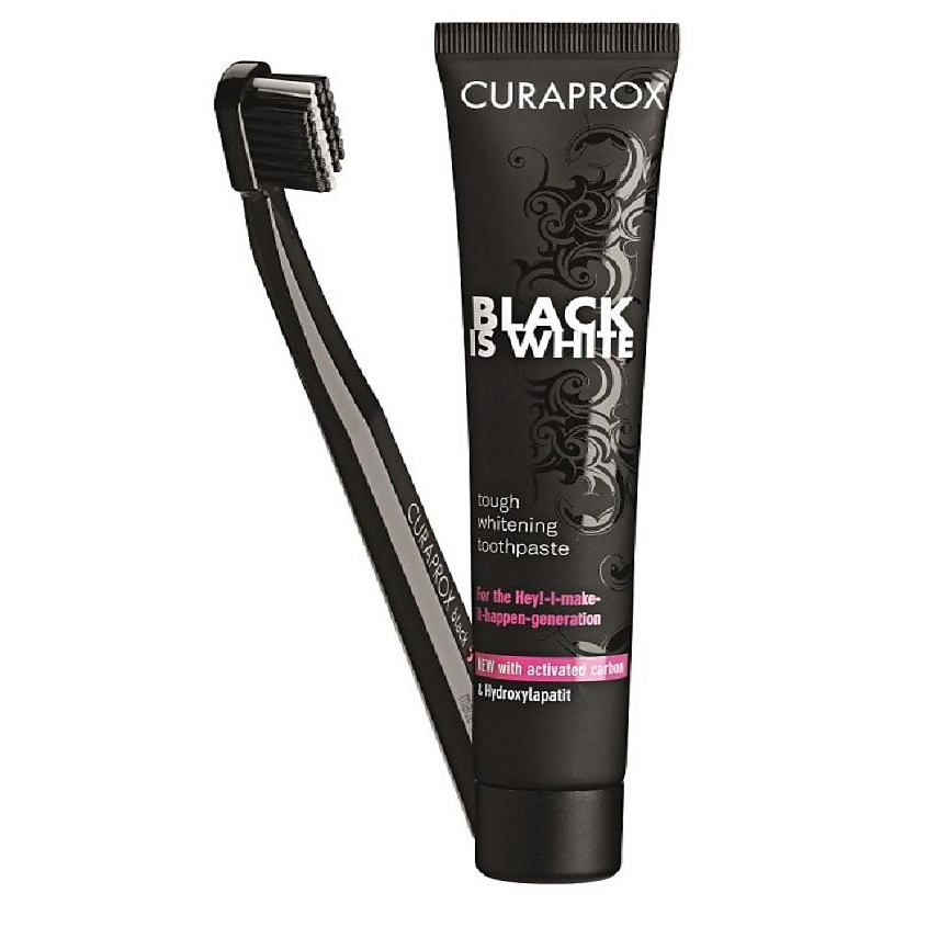 Изображение товара CURAPROX Зубная паста Black Is White + зубная щетка Ultra Soft черная, цвет: Черный