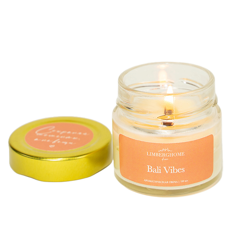 Изображение товара Ароматическая свеча LIMBERGHOME DECOR с деревянным фитилем 100 мл Бали вайбс