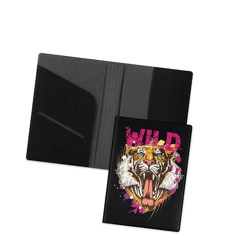 Изображение товара Обложка на паспорт FLEXPOCKET из экологической кожи Saffiano черная с отделениями