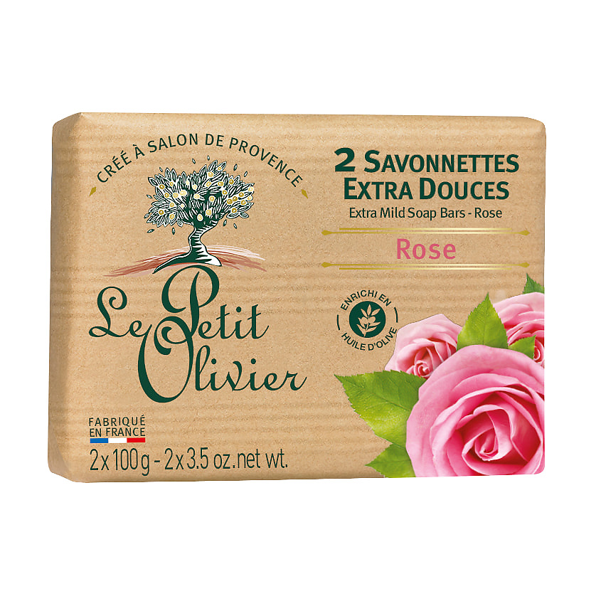 Изображение товара Мыло нежное Роза LE PETIT OLIVIER 200 г с натуральным ароматом и экологичной упаковкой