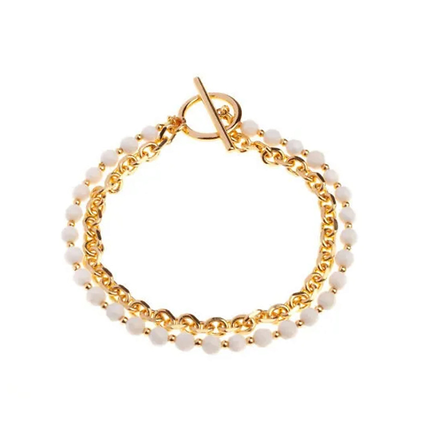 Изображение товара MORZA Браслет женский белый агат бижутерия, цвет: золотой, 20 размер, размер: 20