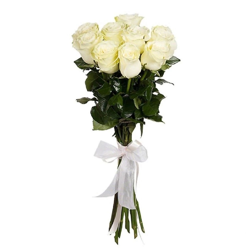 Изображение товара AZALIANOW ЦВЕТЫ. ПОДАРКИ. ДЕКОР Нежный букет из 9 роз белого цвета, Букеты и композиции из живых цветов могут на несколько тонов отличаться от изображений. Часть цвета искажается в зависимости от настроек экрана.
