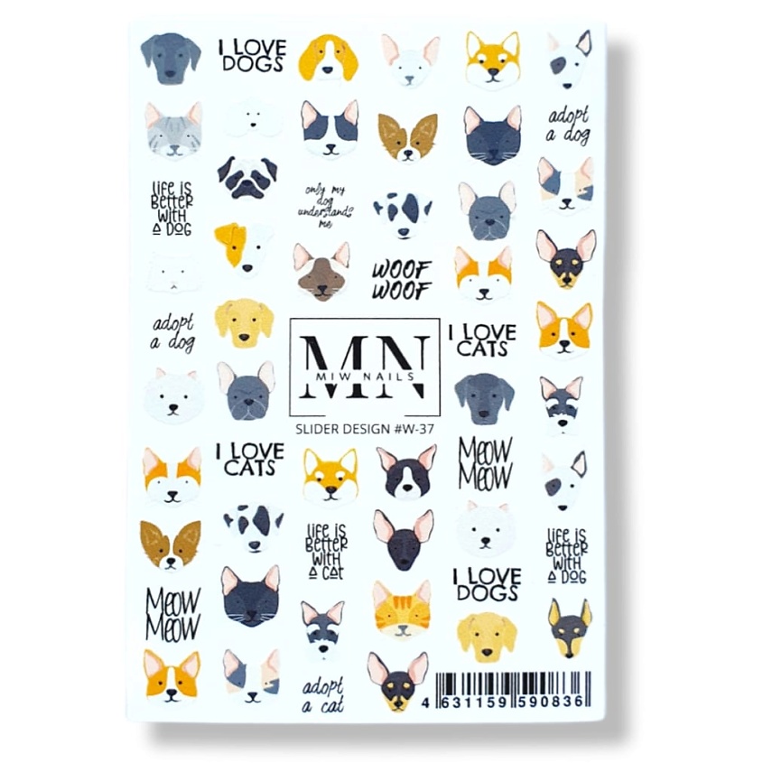 Изображение товара MIW NAILS Слайдер дизайн для ногтей кошки собаки, 1 шт.