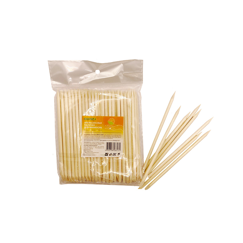 Изображение товара BEAUTY SHINE Апельсиновые палочки для маникюра, 100 шт.