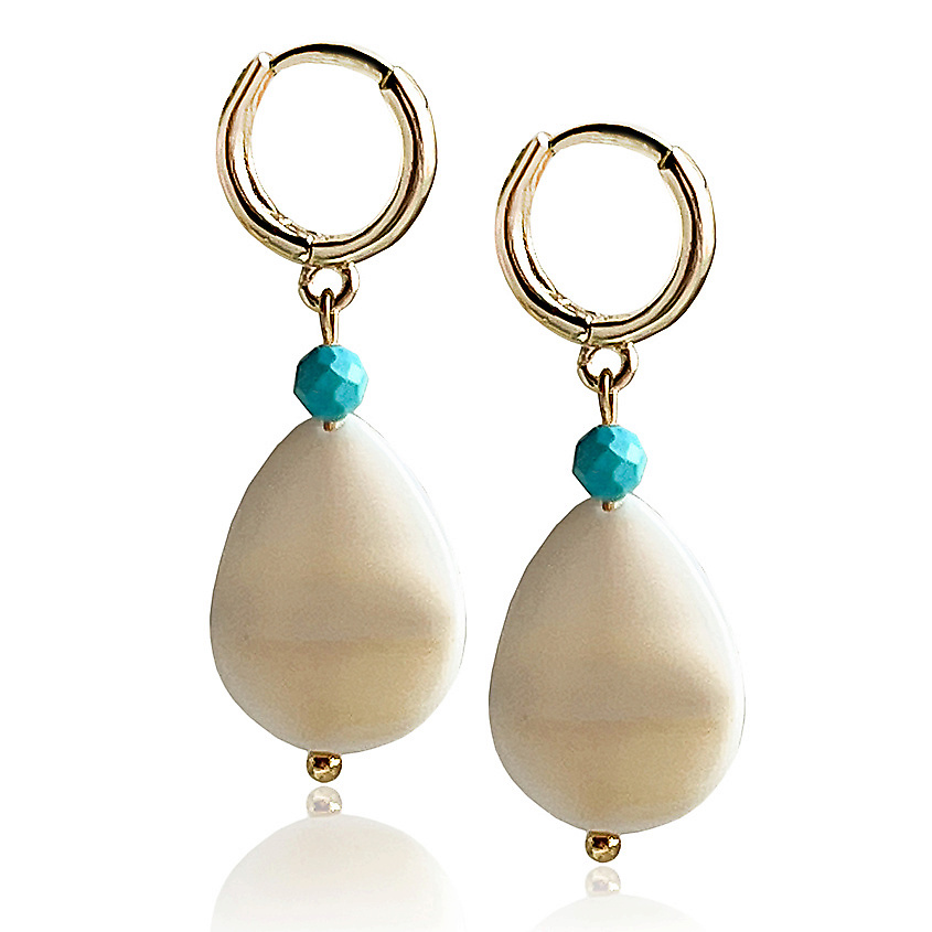 Изображение товара Очаровательные женские серьги из натурального перламутра и бирюзы