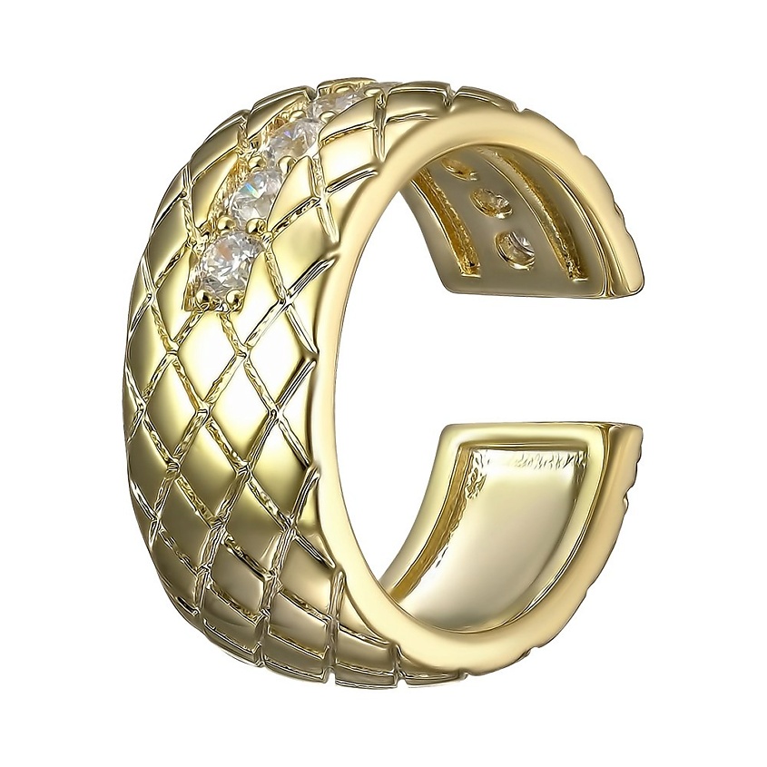 Изображение товара UVI JEWELLERY Фактурный золотистый кафф с прозрачными кристаллами, золотой