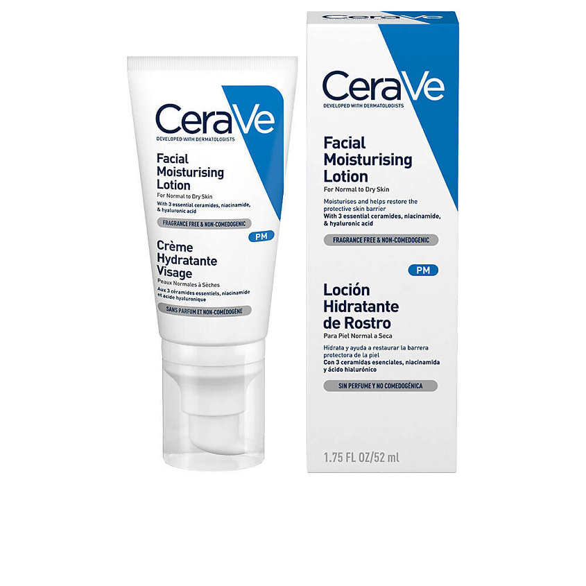 Изображение товара CERAVE Увлажняющий лосьон с керамидами, ниацинамидом и гиалуроновой кислотой Facial Moisturizing, 52мл