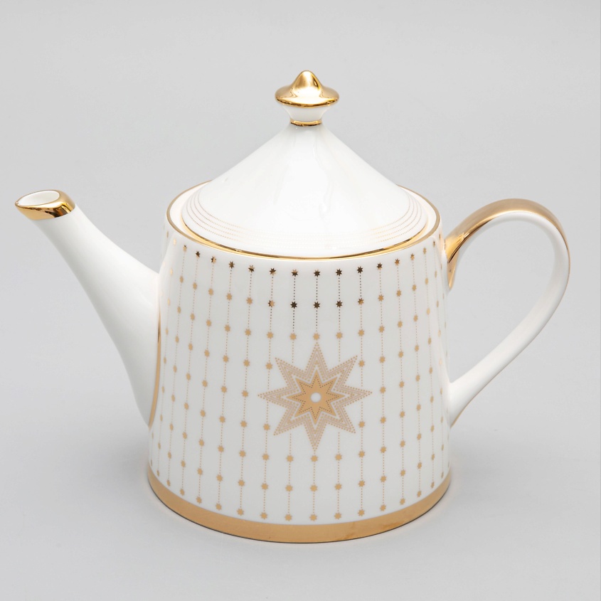 Изображение товара Заварочный чайник из костяного фарфора Азур Золотой 900 мл ручная мойка