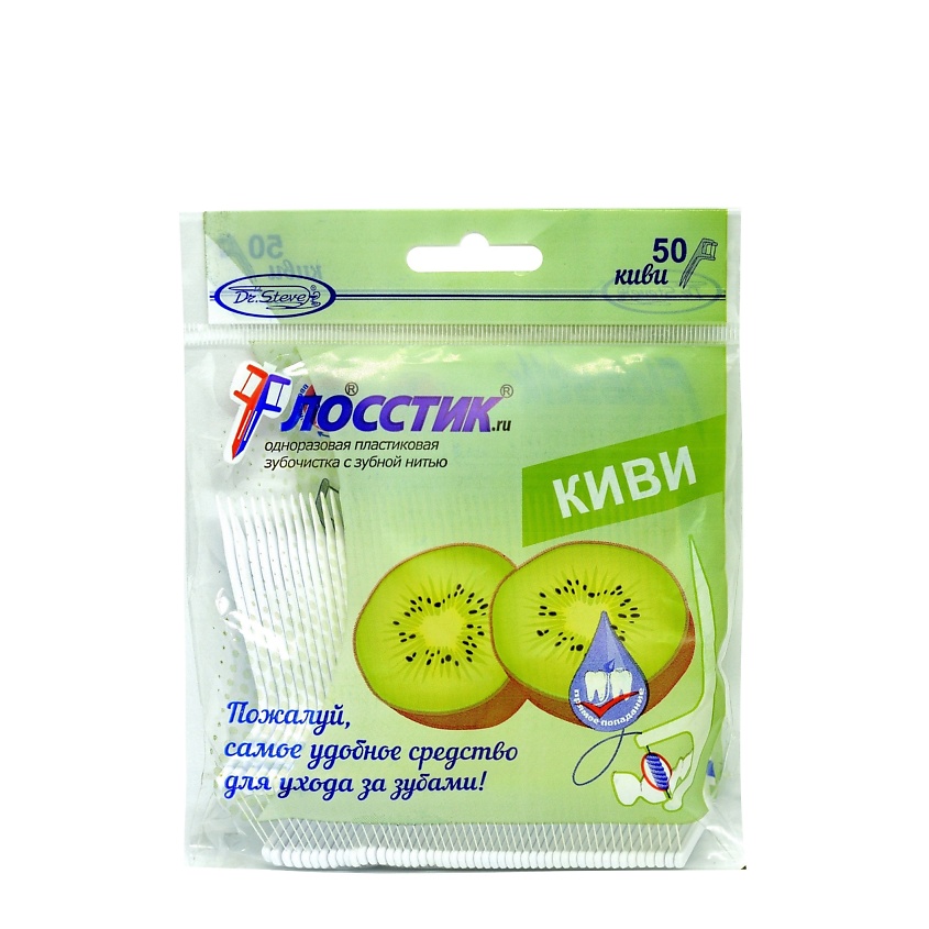 Изображение товара ФЛОССТИК Зубочистка с нитью киви, Белый