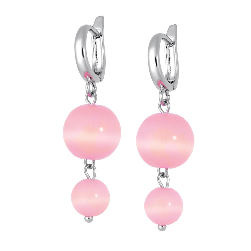 Изображение товара KOSHIKA Серьги из желтого кошачьего глаза, цвет: Розовый