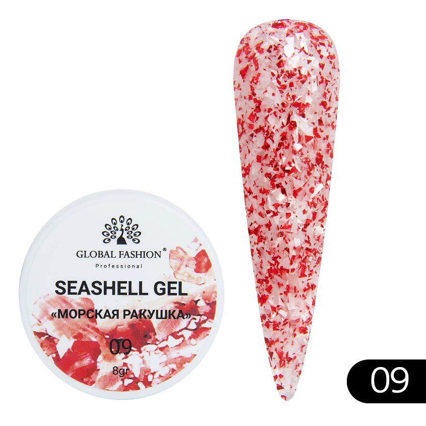 Изображение товара Гель для ногтей Seashell Gel с эффектом ракушки и мраморным дизайном 10 мл