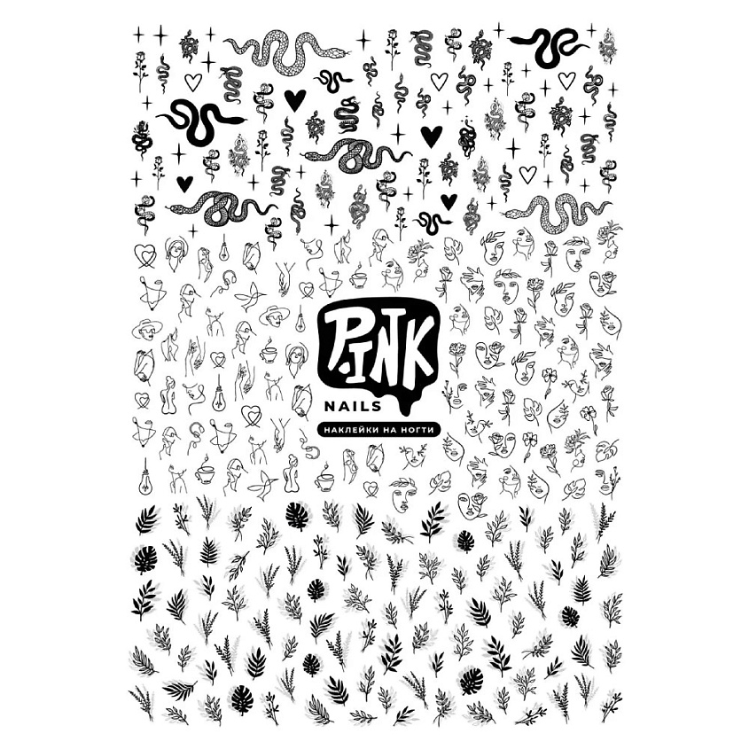 Изображение товара P.INK Слайдеры для ногтей змеи лица травы 1 шт оригинальные переводные рисунки