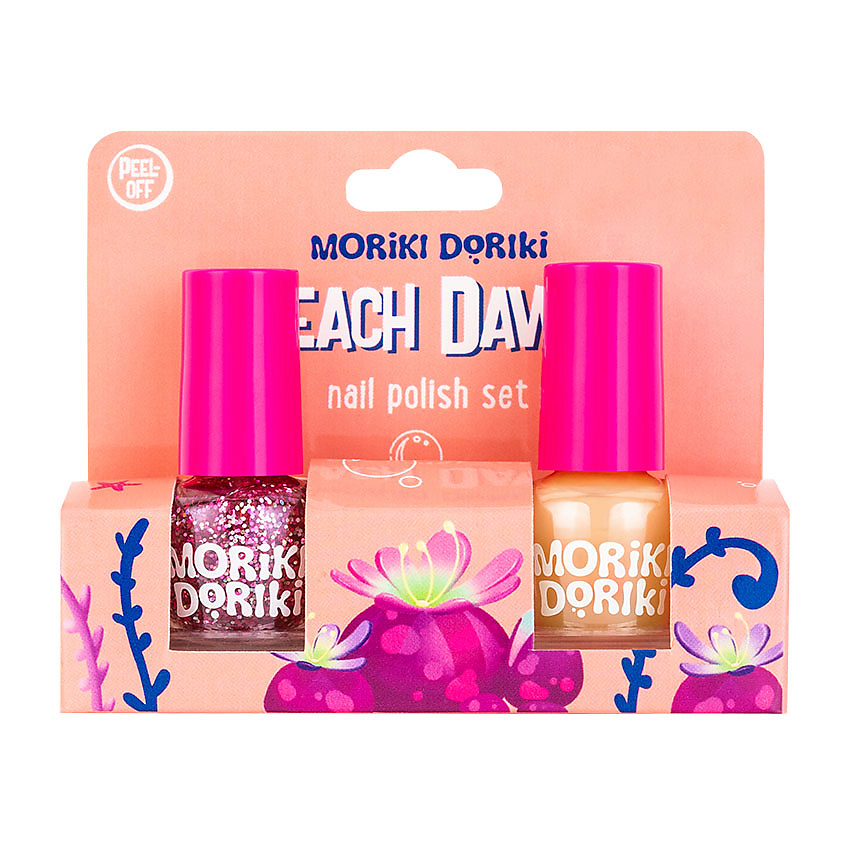 Изображение товара MORIKI DORIKI Набор лаков Peach Dawn, Персиковый, 4 мл + Ягодные искры, 4 мл