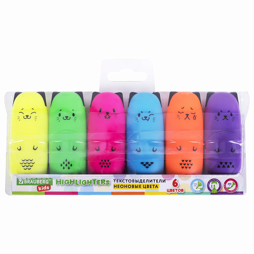 Изображение товара BRAUBERG Набор текстовыделителей мини KIDS CUTE CATS NEON 6 шт