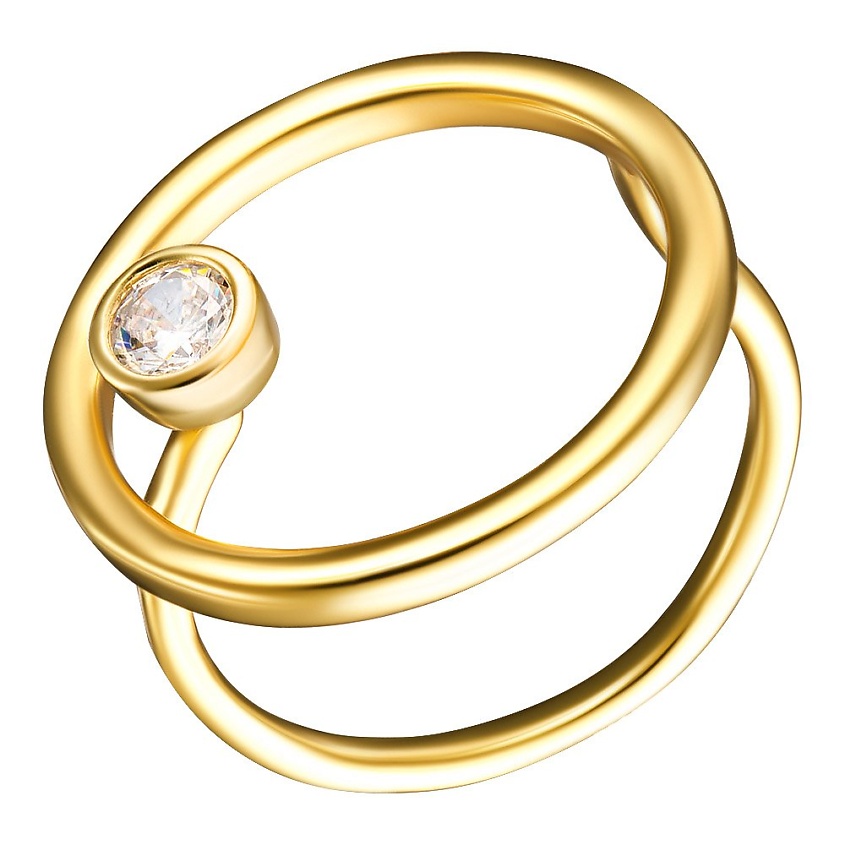 Изображение товара Золотистое безразмерное кольцо с прозрачным кристаллом для женщин
