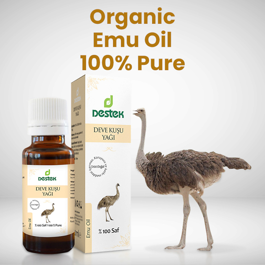 Изображение товара DESTEK Масло страуса Эму , жир Эму для лица и тела, для волос , для массажа, 20 мл